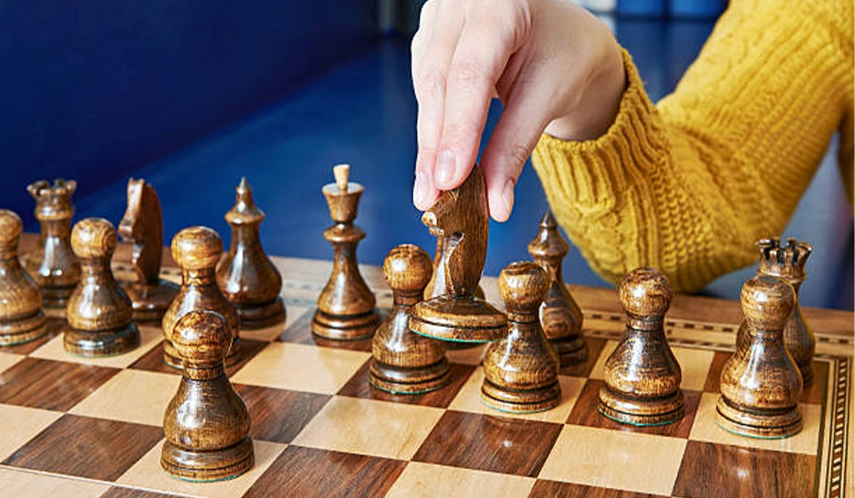Black Stallion Pieces on Mahogany Chess Board in Hereford
