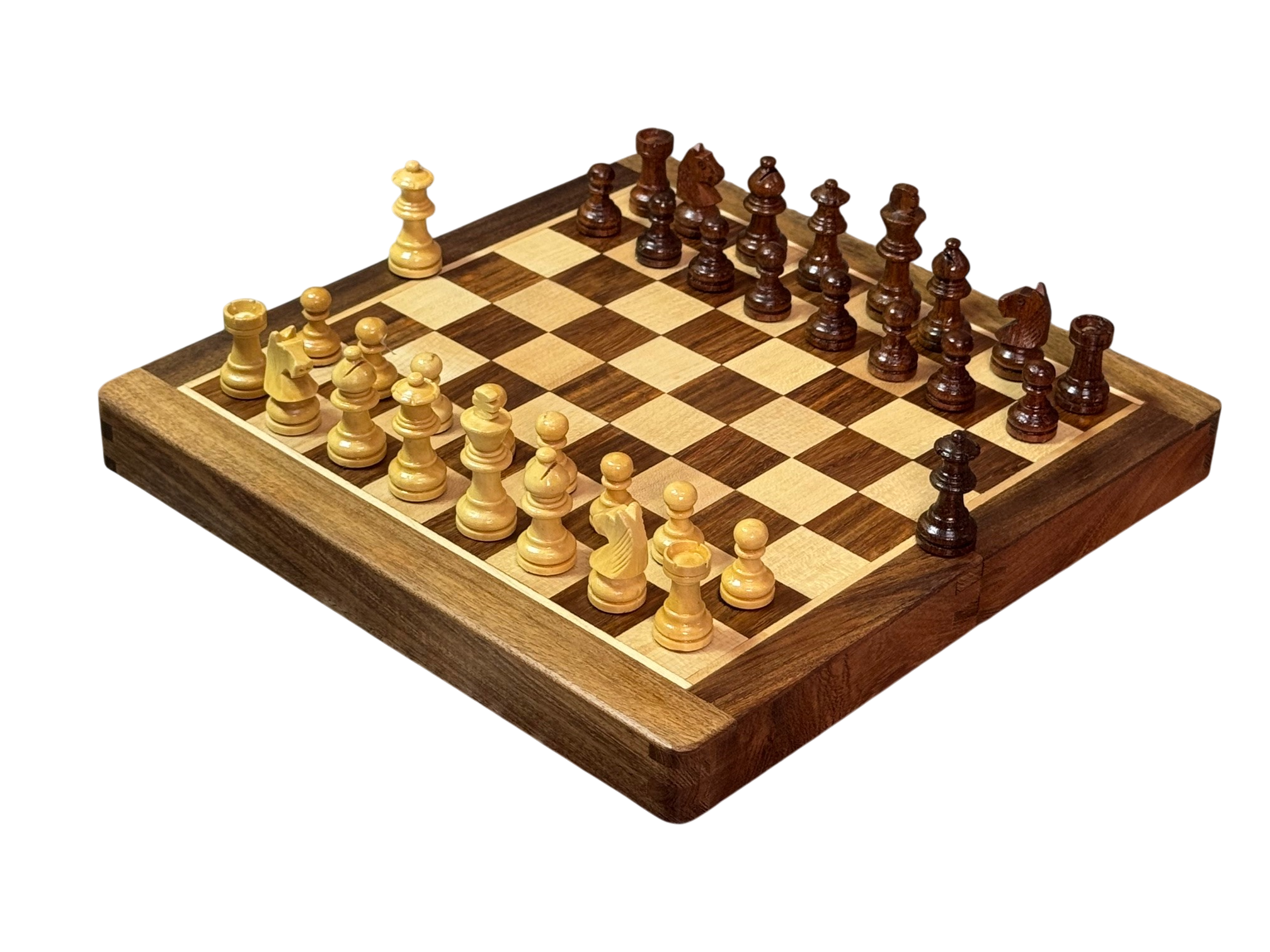 10-Inch Solid Wood Handmade Folding Magnetic Chess Set