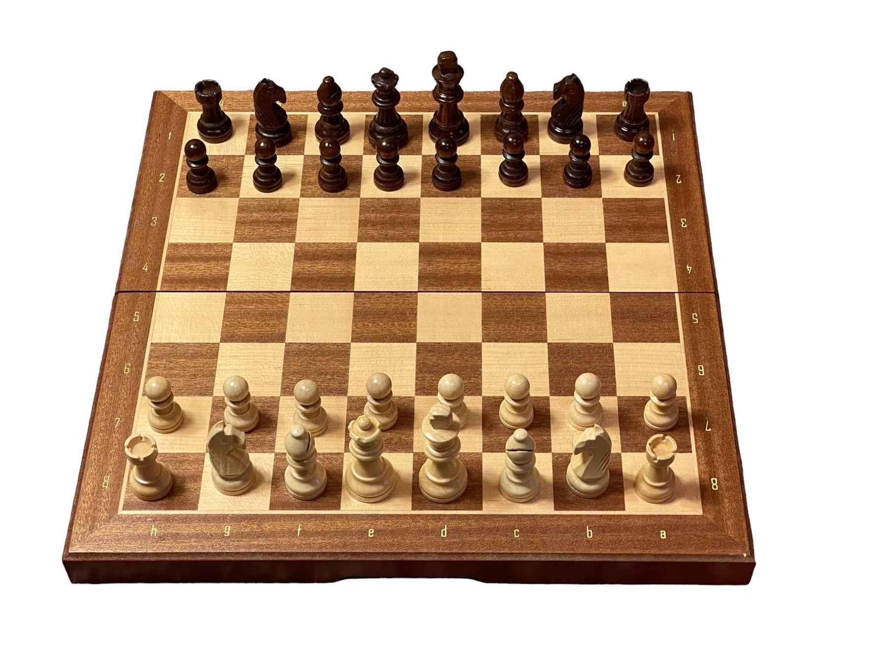 13-Inch Portable Folding Chess Set - Handcrafted Solid Wood Board With Polish Art-Style Hollow Pieces
