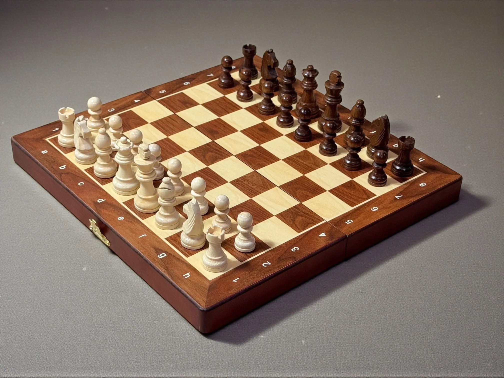 12 Inch Magnetic Mahogany Folding Chess Set