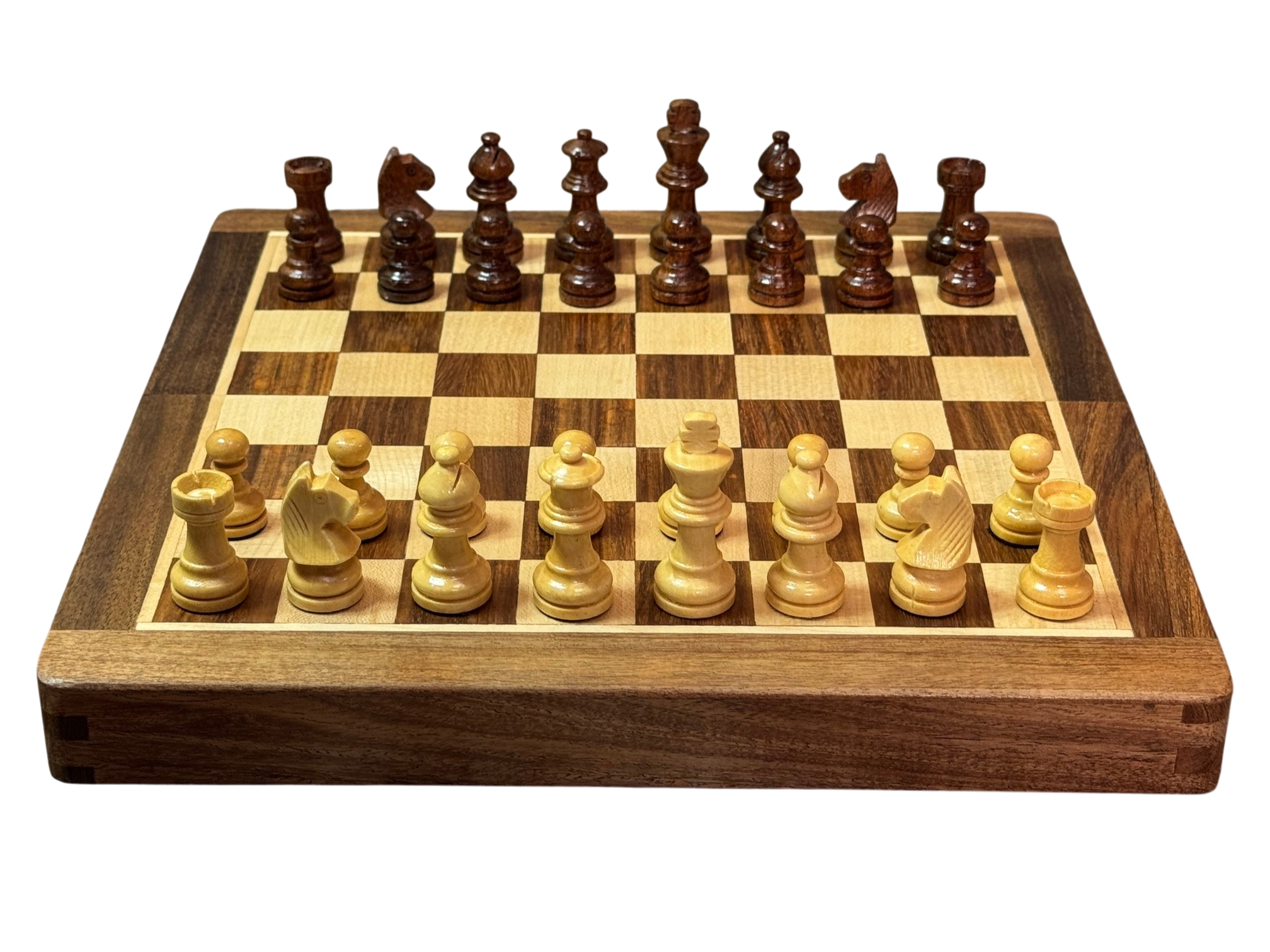 10-Inch Solid Wood Handmade Folding Magnetic Chess Set
