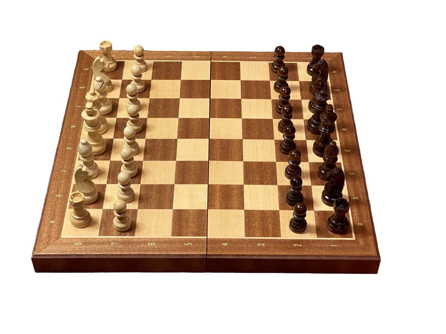 13 Inch Magnetic Mahogany Folding Chess Set