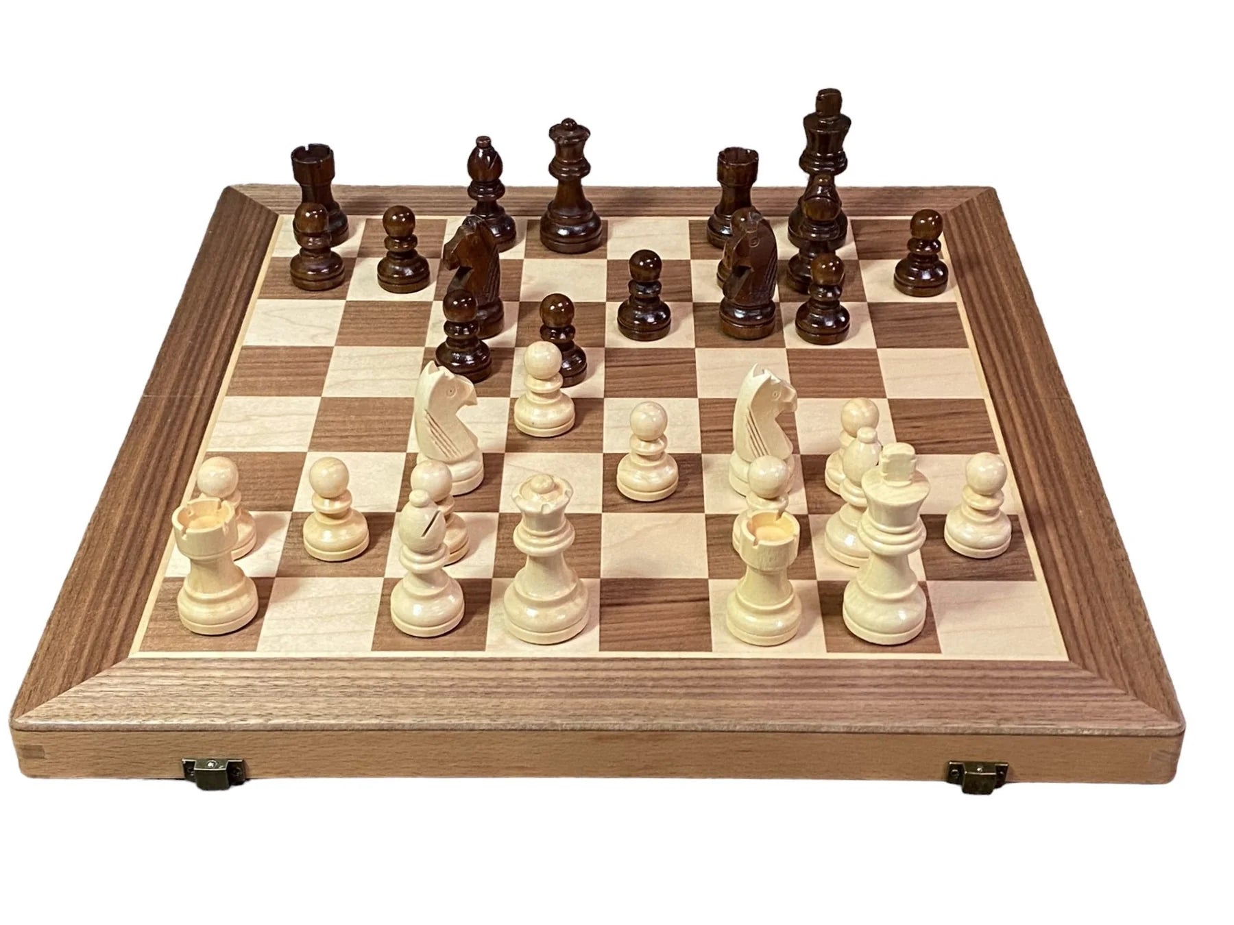 15 Inch Walnut Folding Chess and Draughts Set