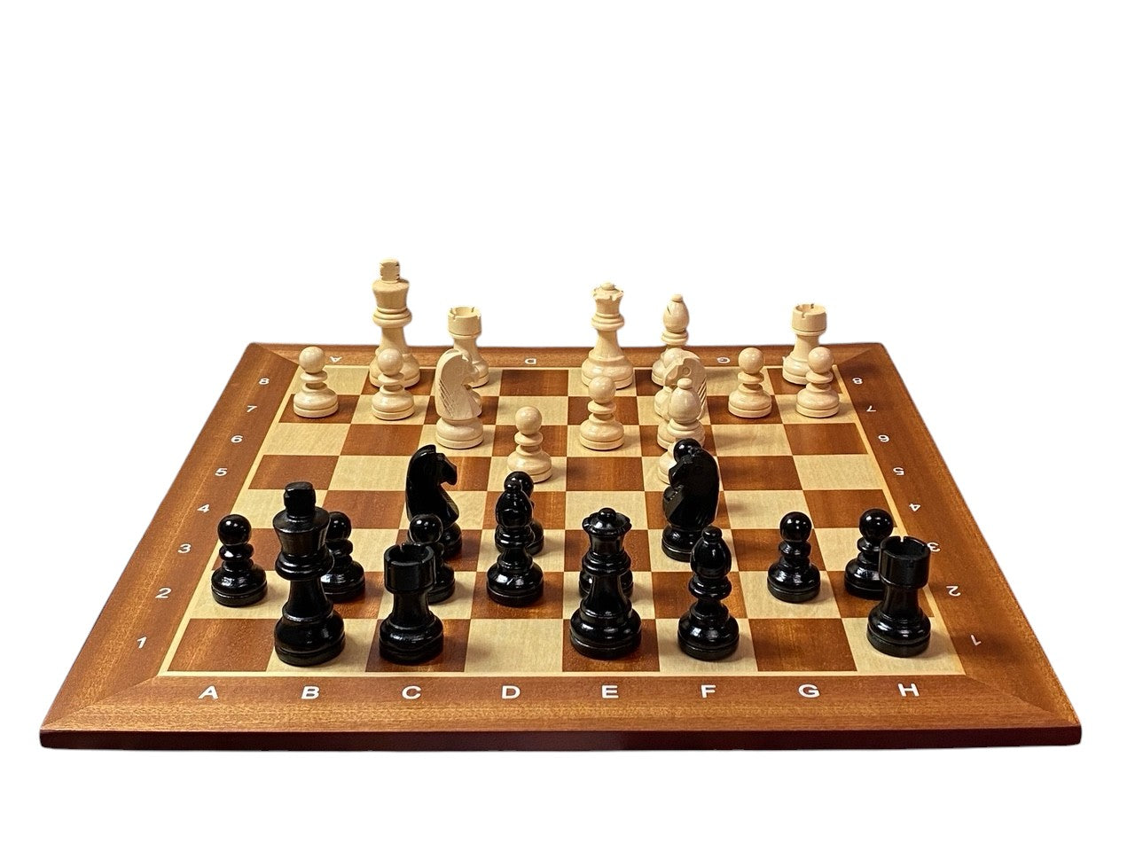 Grandmaster Black Chess Pieces 15.75" Mahogany Notation Chessboard