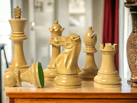 Stallion Acacia and Boxwood Staunton Chess Pieces - Official Staunton™ 