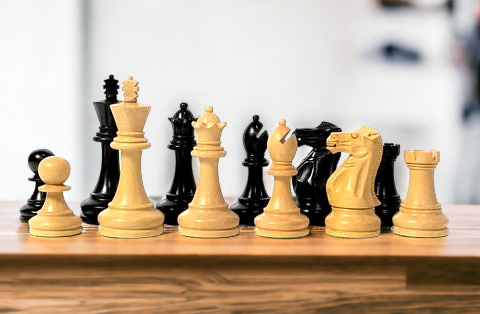 3.5" Stallion Black & Boxwood Staunton Chess Pieces - Official Staunton™ 