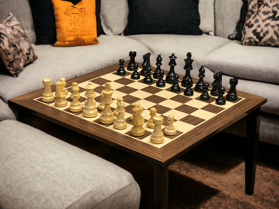 3.75" British Black Chess Pieces, 20" Wenge Chess Board - Official Staunton™ 