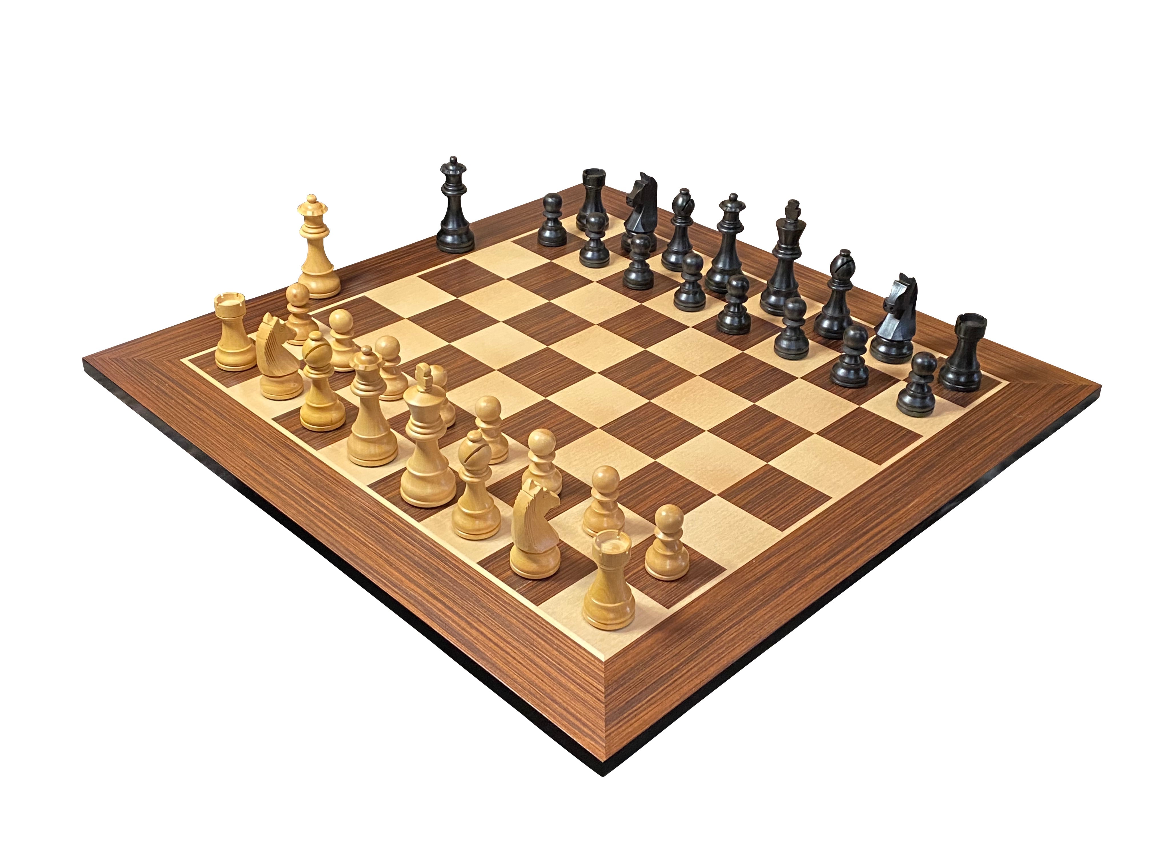 3.75" Classic Ebonised Chess Pieces 20" Wenge Chessboard and Vinyl Box - Official Staunton™ 