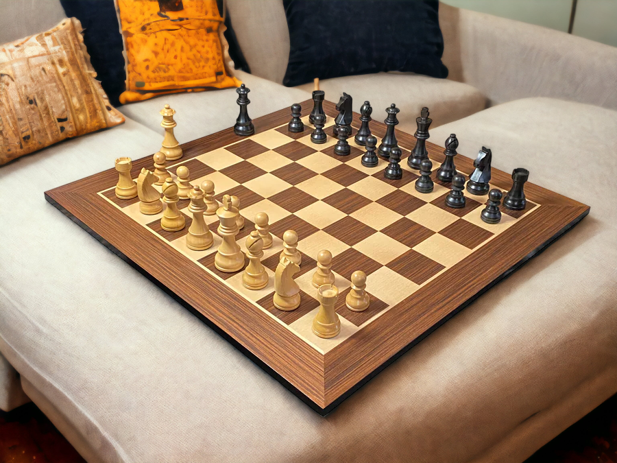 3.75" Classic Ebonised Chess Pieces 20" Wenge Chessboard and Vinyl Box - Official Staunton™ 