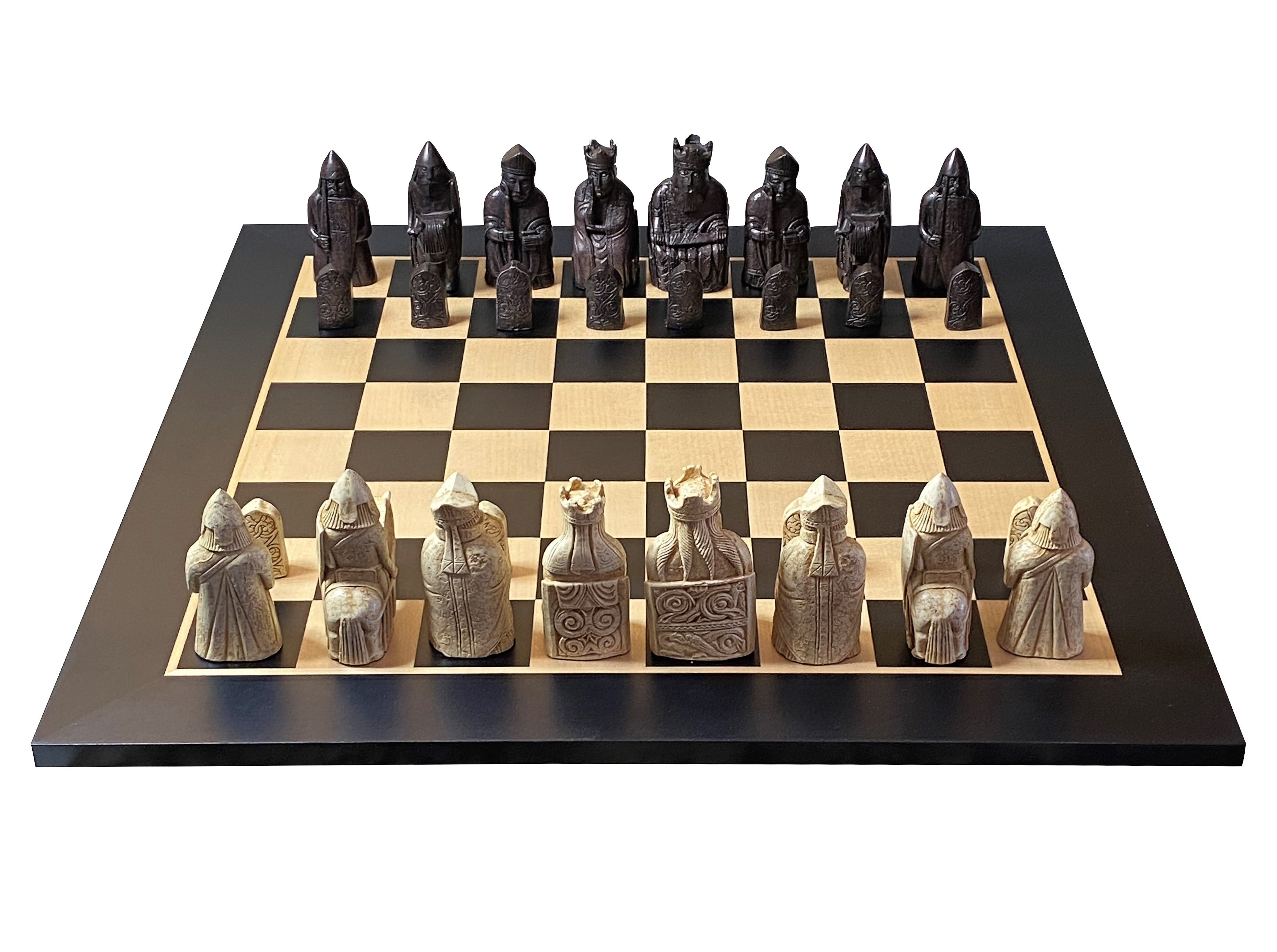 Isle of Lewis Chess Pieces, 20" Anegre Matt Chess Board - Official Staunton™ 