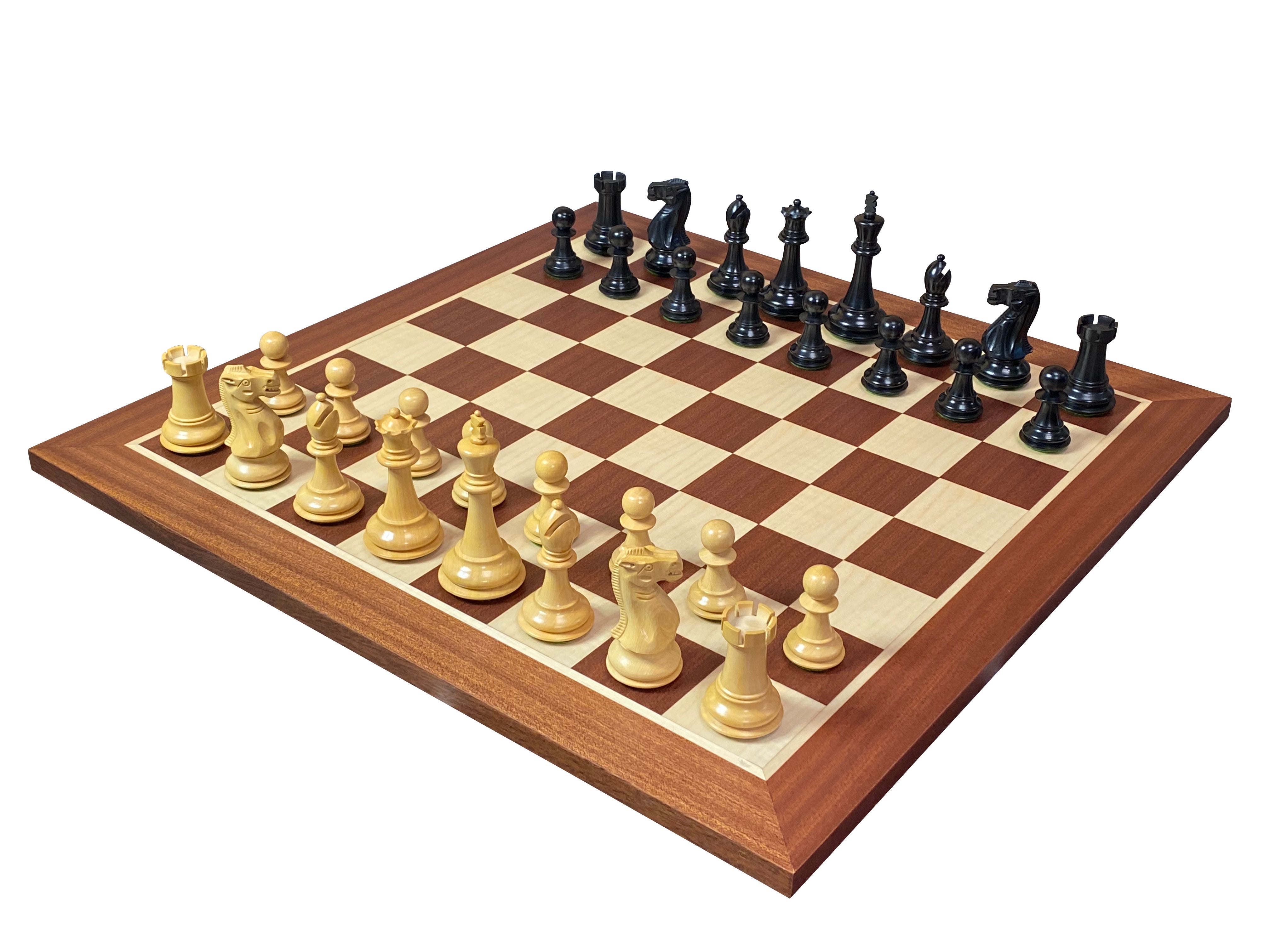 Old English Black and Mahogany Chess Set & Box - Official Staunton™ 