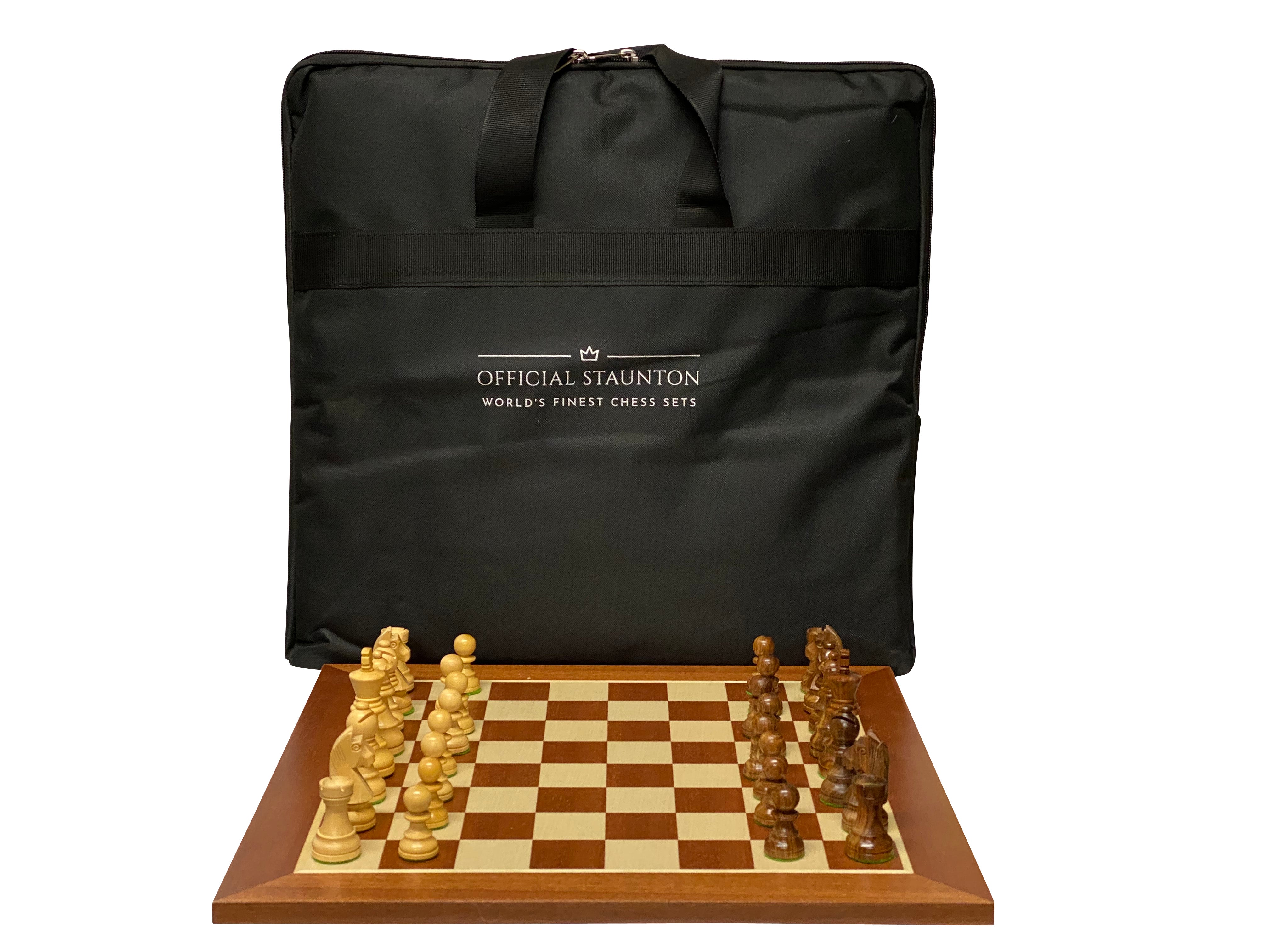 15.75" Carryall Acacia Classic Mahogany Chess Set - Official Staunton™ 