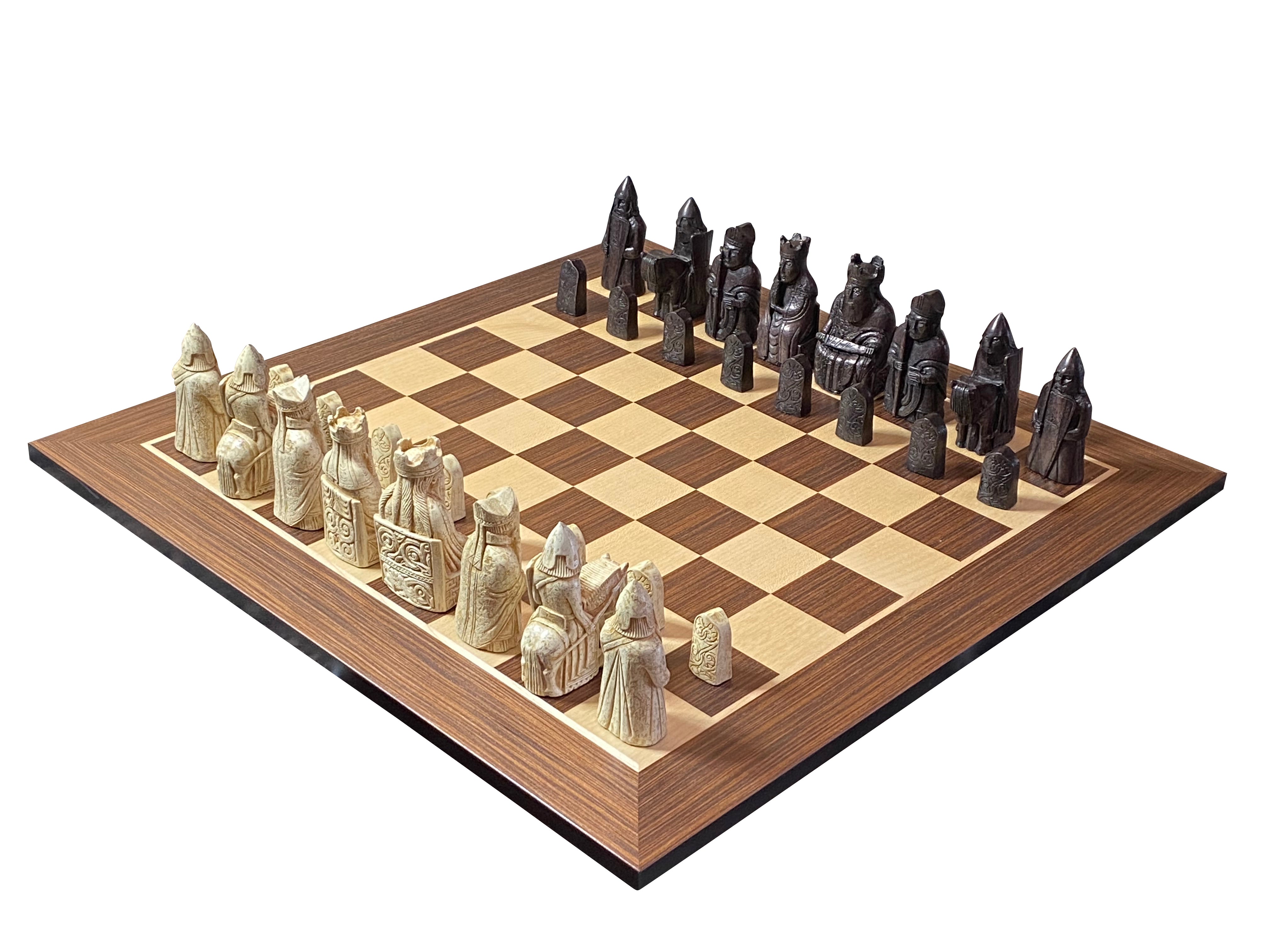 Isle of Lewis Chess Pieces, 20” Wenge Chess Board - Official Staunton™ 