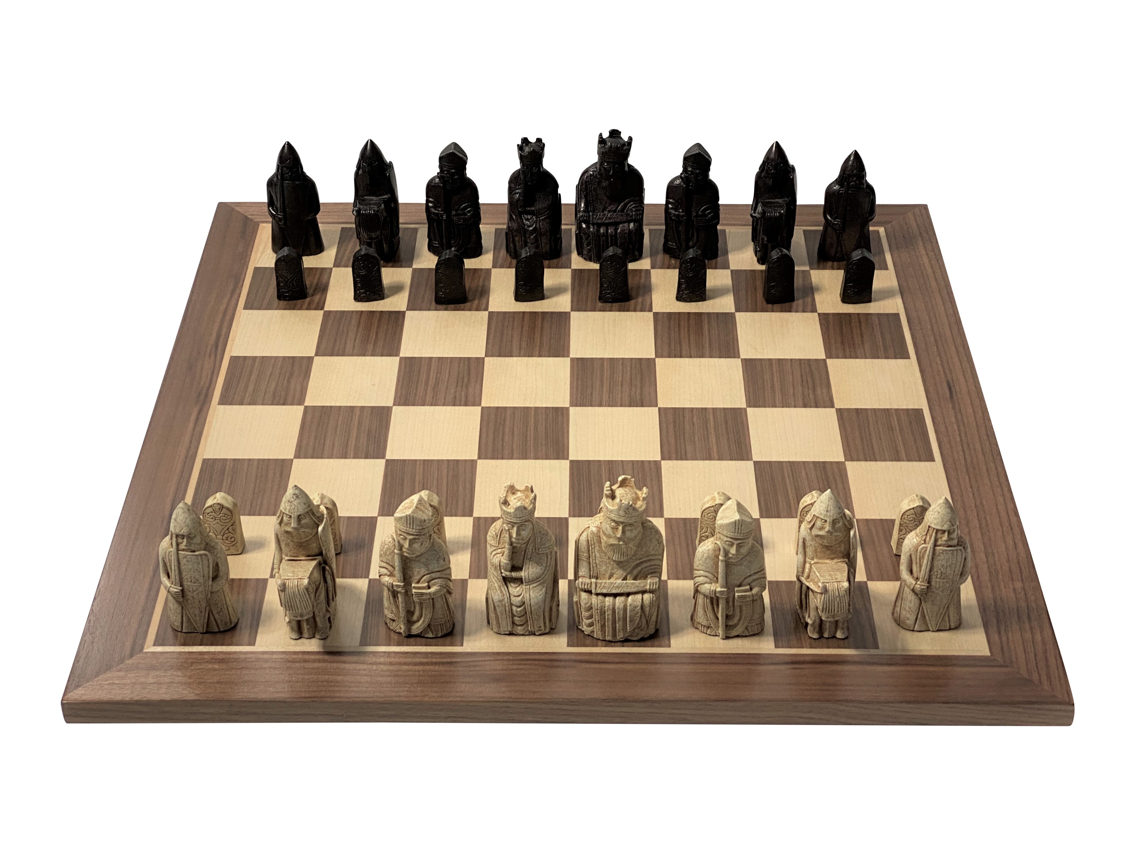 Isle of Lewis Chess Pieces & 19" Walnut Chess Board - Official Staunton™ 