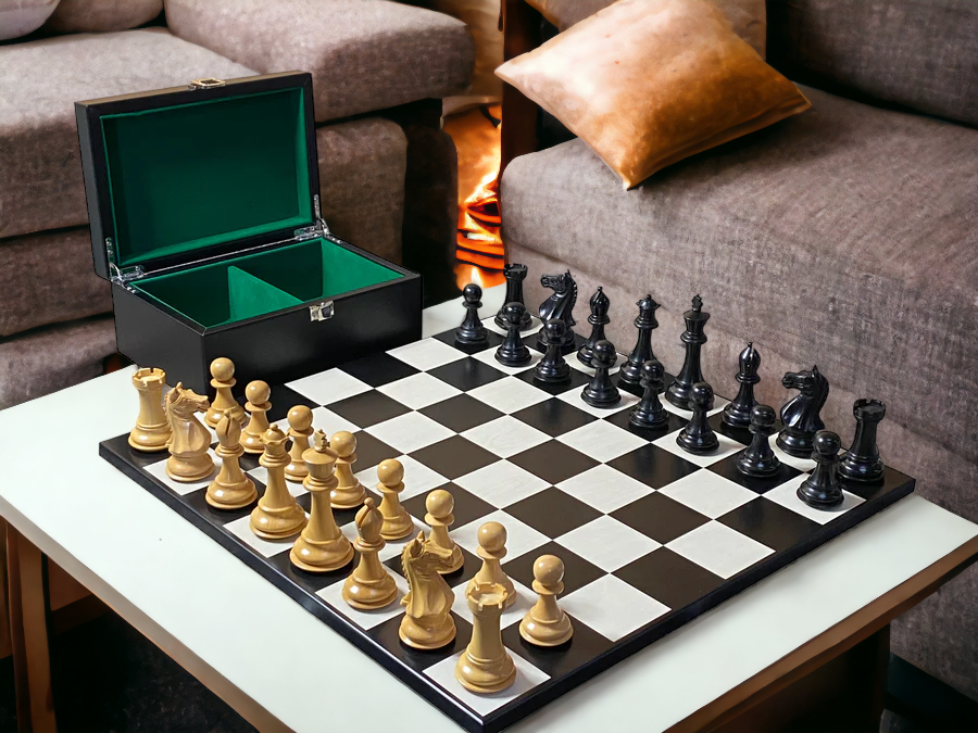 Queens Gambit Anegre Contemporary Board and Vinyl Box - Official Staunton™ 