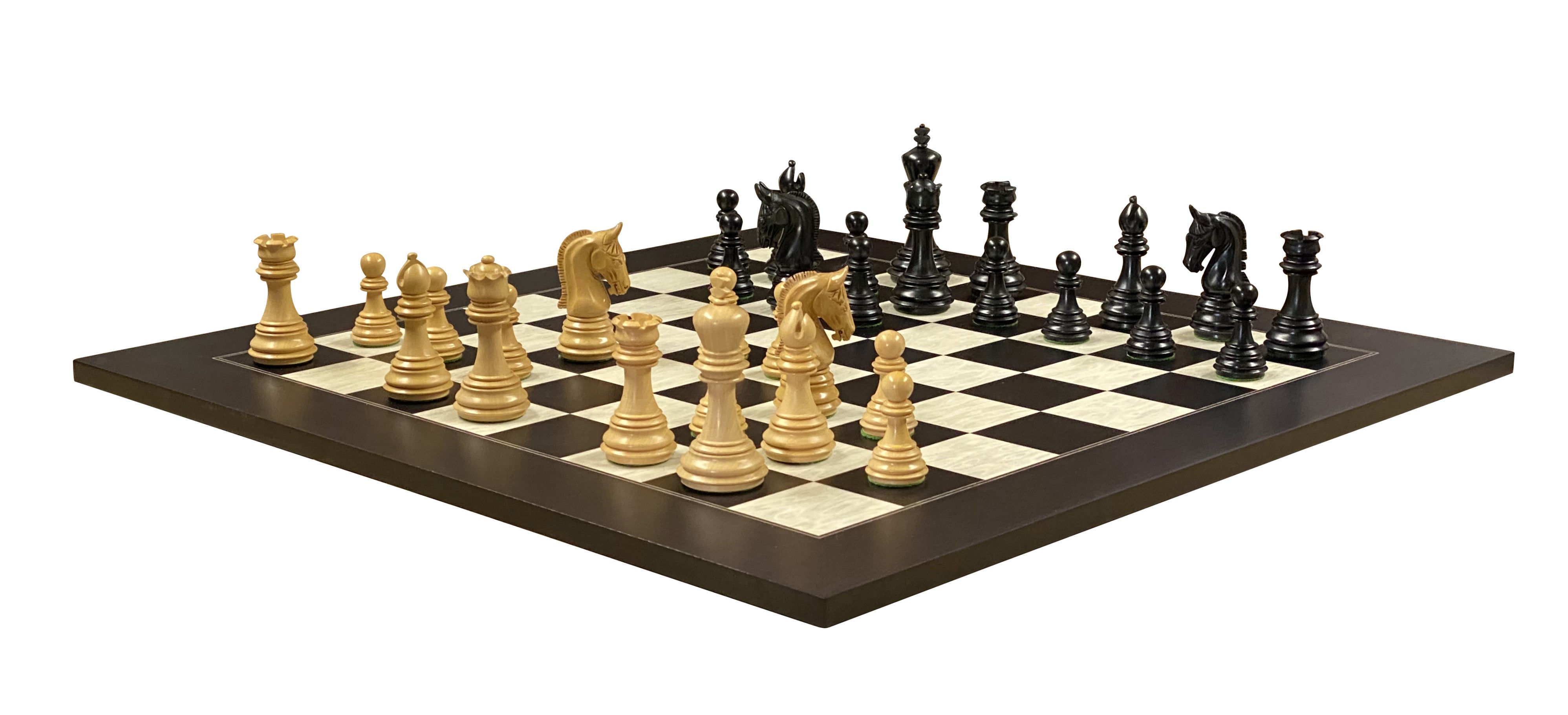 Imperial Anegre Chessmen & Birdseye Maple Deluxe Chess Board - Official Staunton™ 