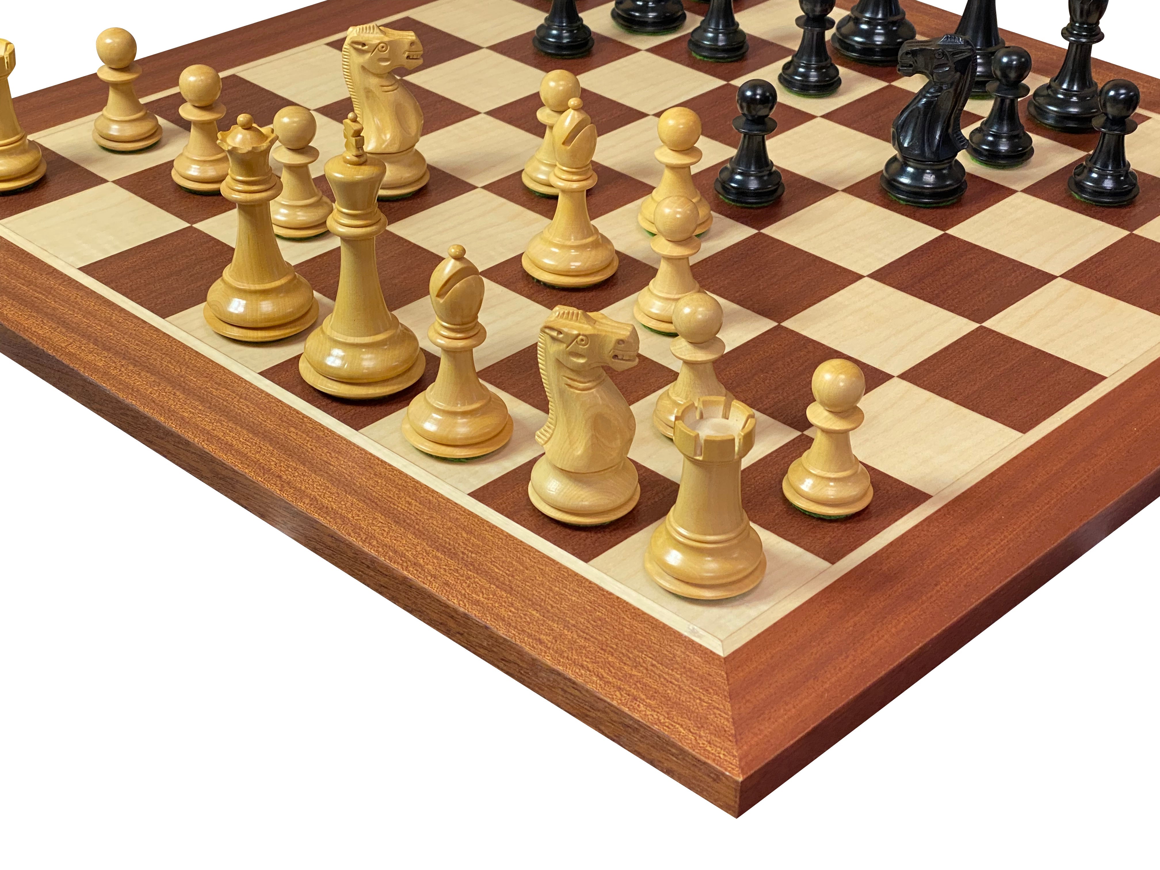 Old English Black and Mahogany Chess Set & Box - Official Staunton™ 