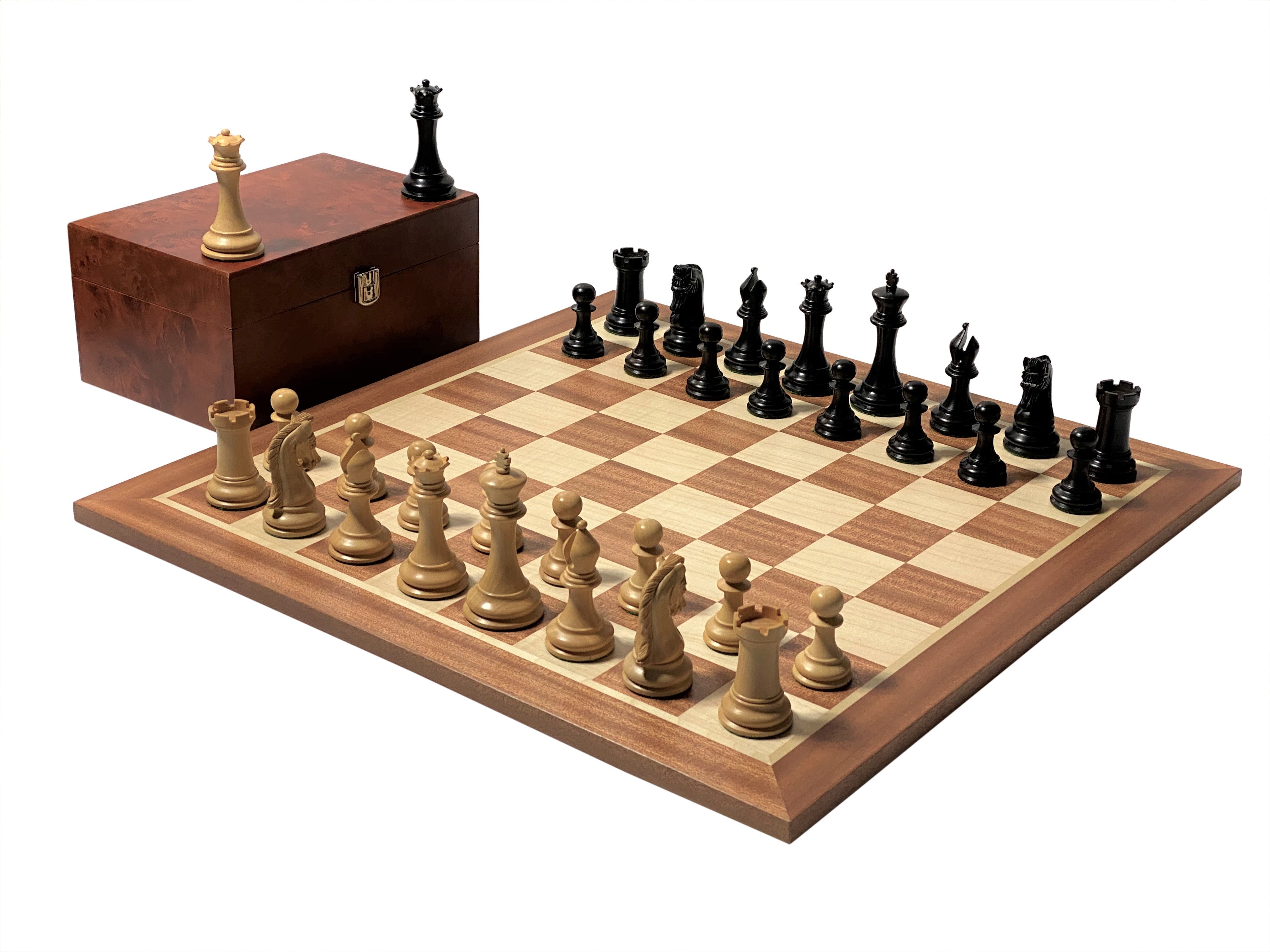 Tristan Imperial Ebony and Mahogany Chess Set & Box - Official Staunton™ 