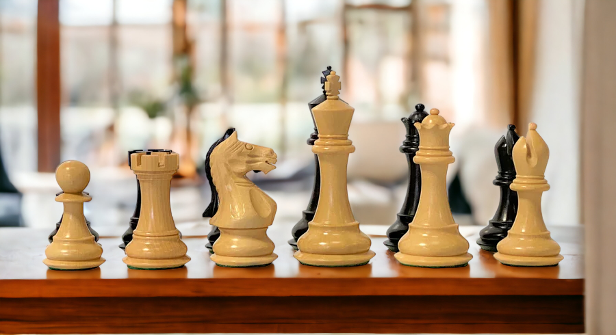 3.5" Black Queens Gambit Chess Pieces - Official Staunton™ 
