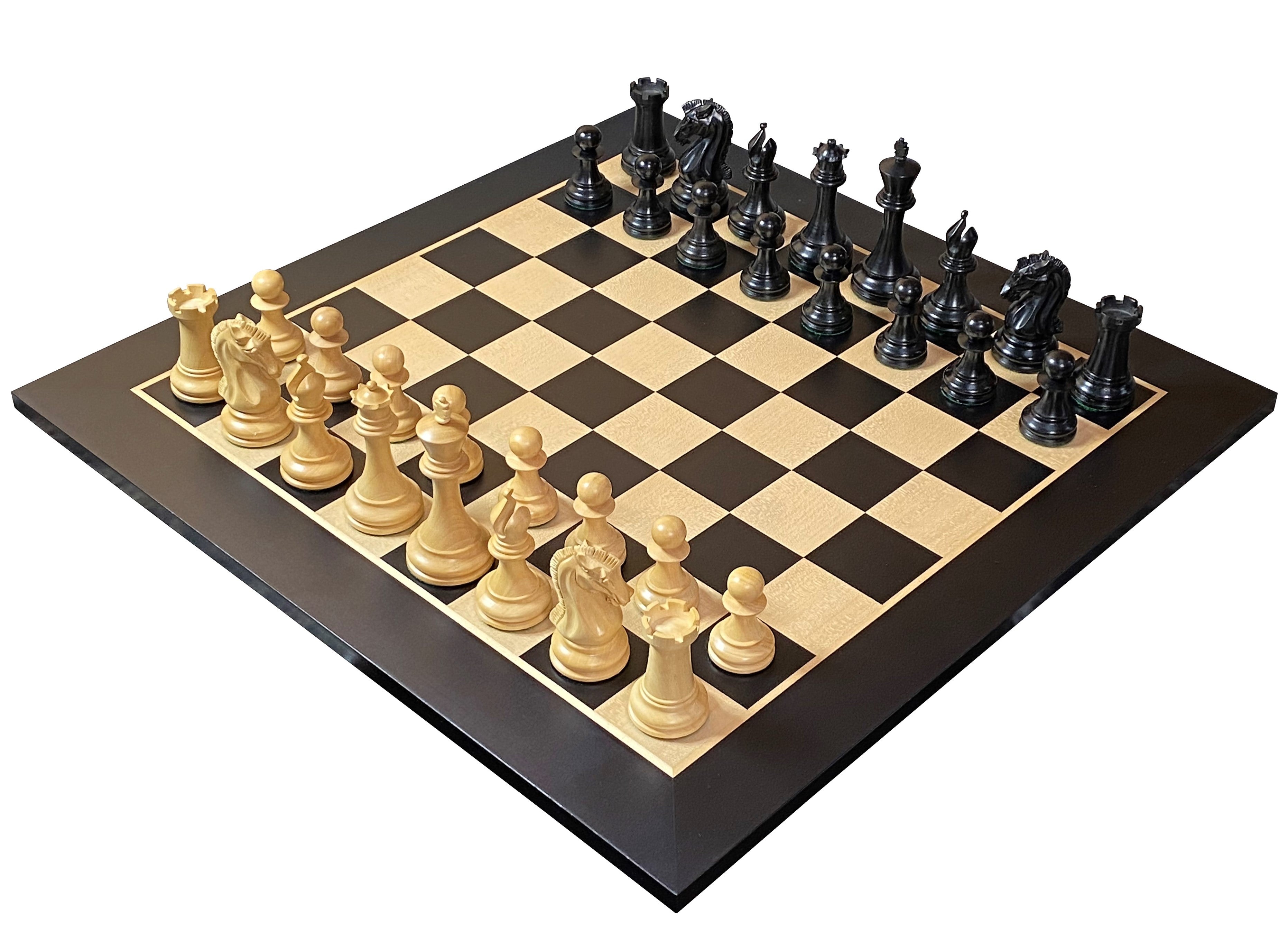 Craftsman Ebony Chess Pieces, 20" Standard Chess Board & Vinyl Box - Official Staunton™ 