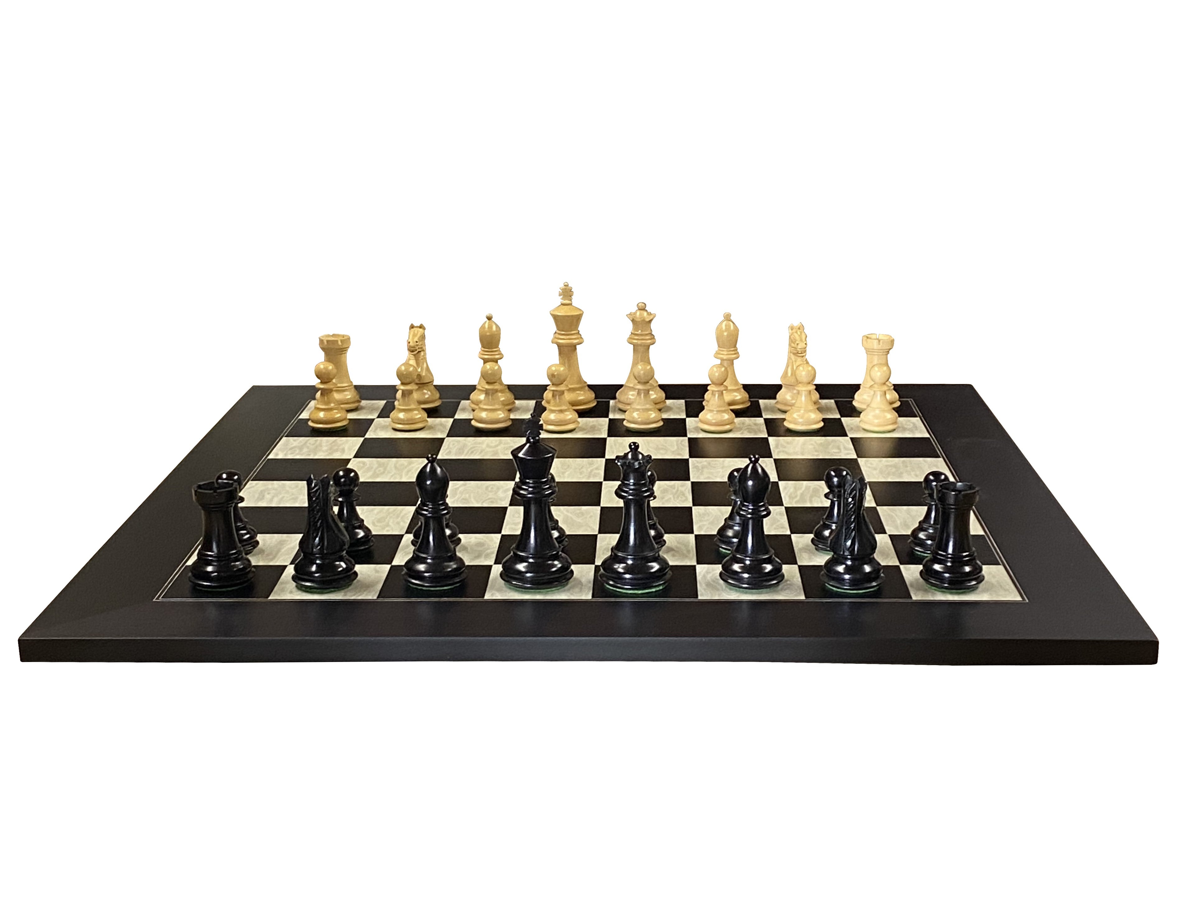 Queens Gambit Anegre Birdseye Deluxe Chess Set & Vinyl Box - Official Staunton™ 