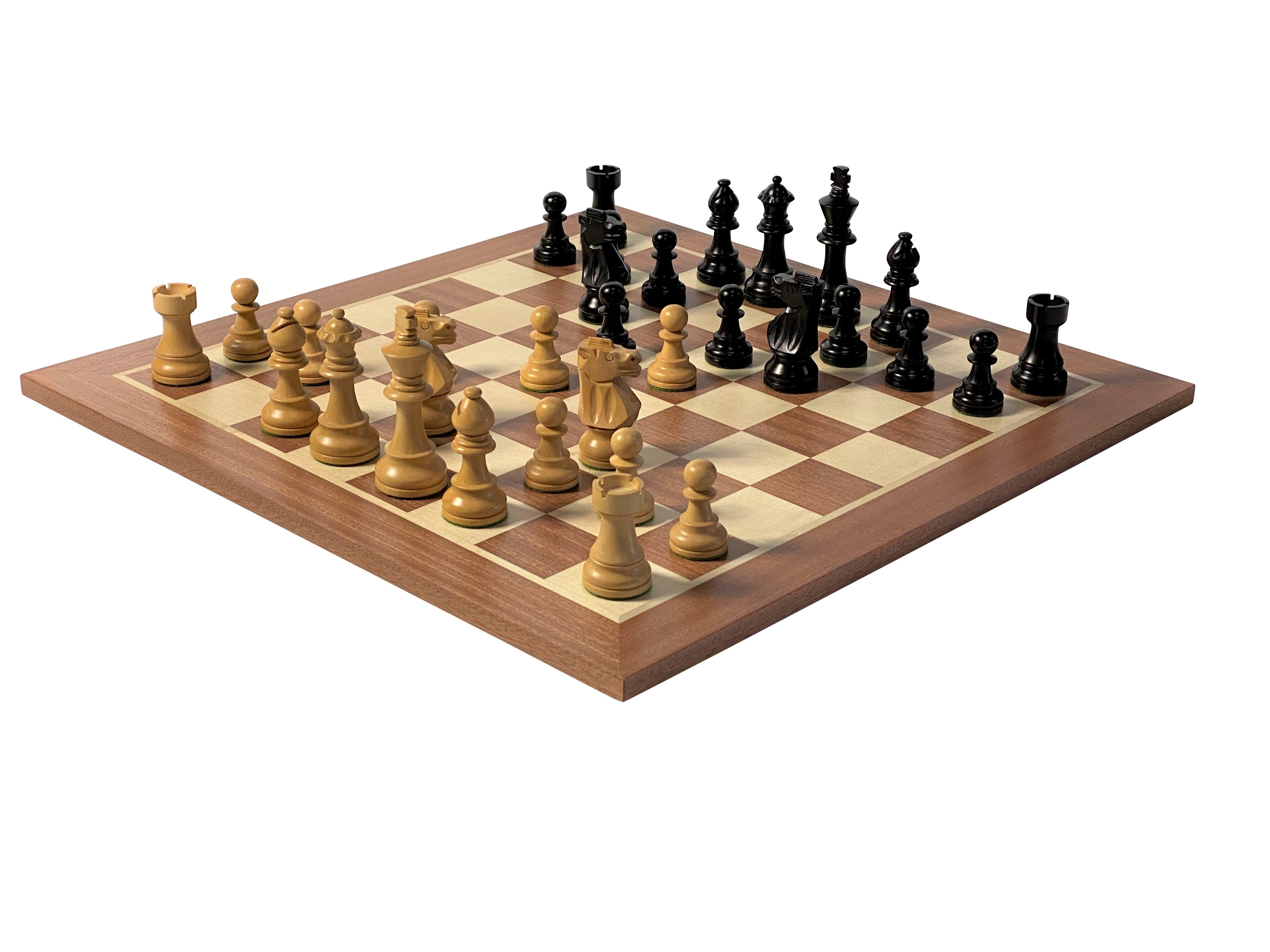 British Black Mahogany Chess Set & Mahogany Box - Official Staunton™ 