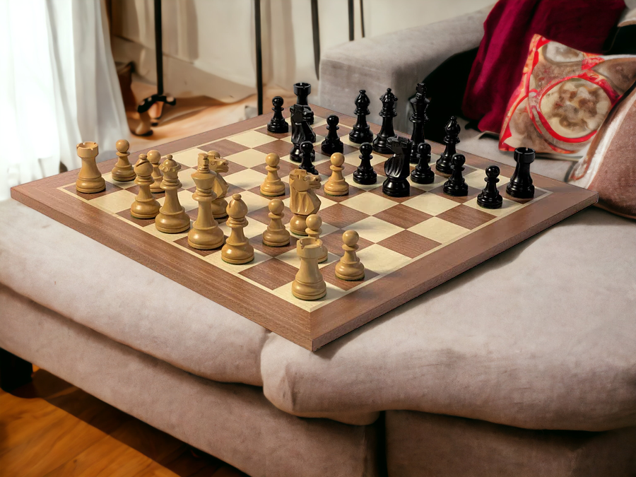 British Black Mahogany Chess Set & Mahogany Box - Official Staunton™ 