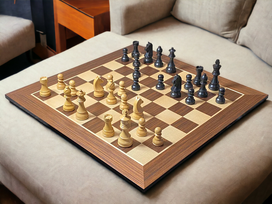 3.75" Classic Ebonised Chess Pieces 20" Wenge Chessboard and Vinyl Box - Official Staunton™ 