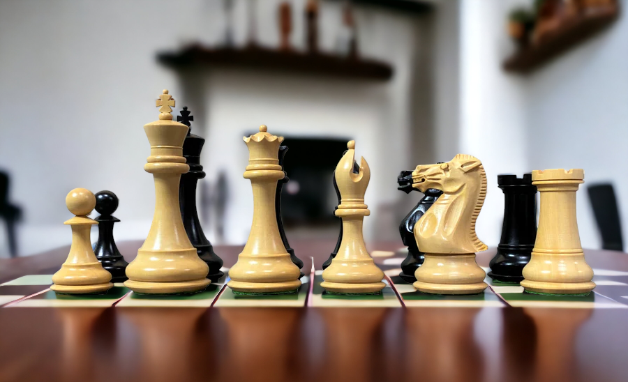 Collector Series Black and Boxwood Chess Pieces - Official Staunton™ 