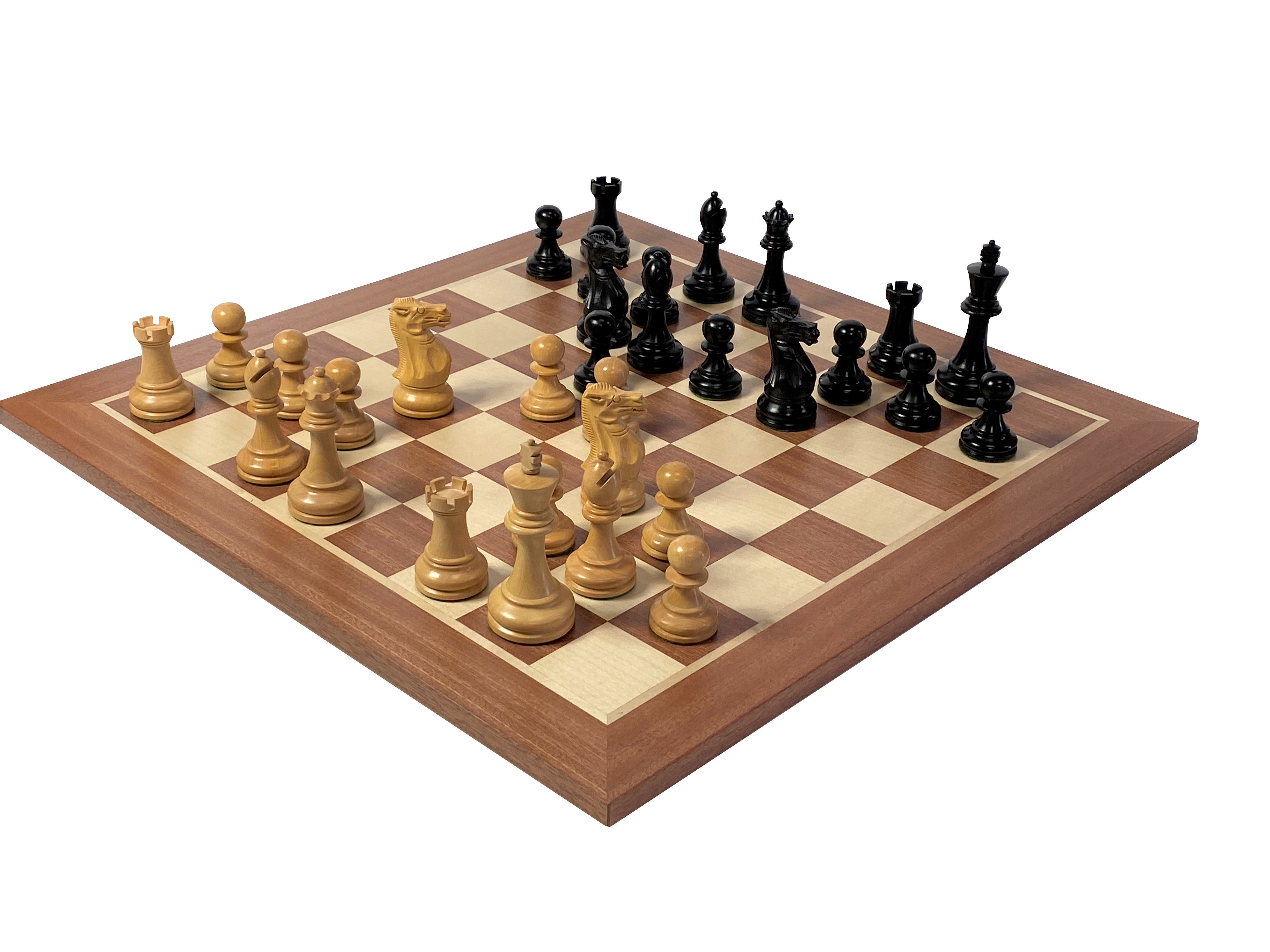 Stallion Black Chess Pieces, Mahogany Chess Board & Mahogany Box - Official Staunton™ 