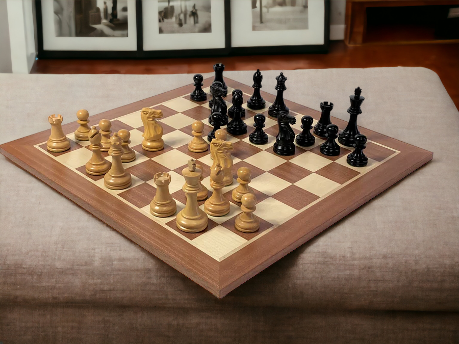 Stallion Black Chess Pieces, Mahogany Chess Board & Mahogany Box - Official Staunton™ 