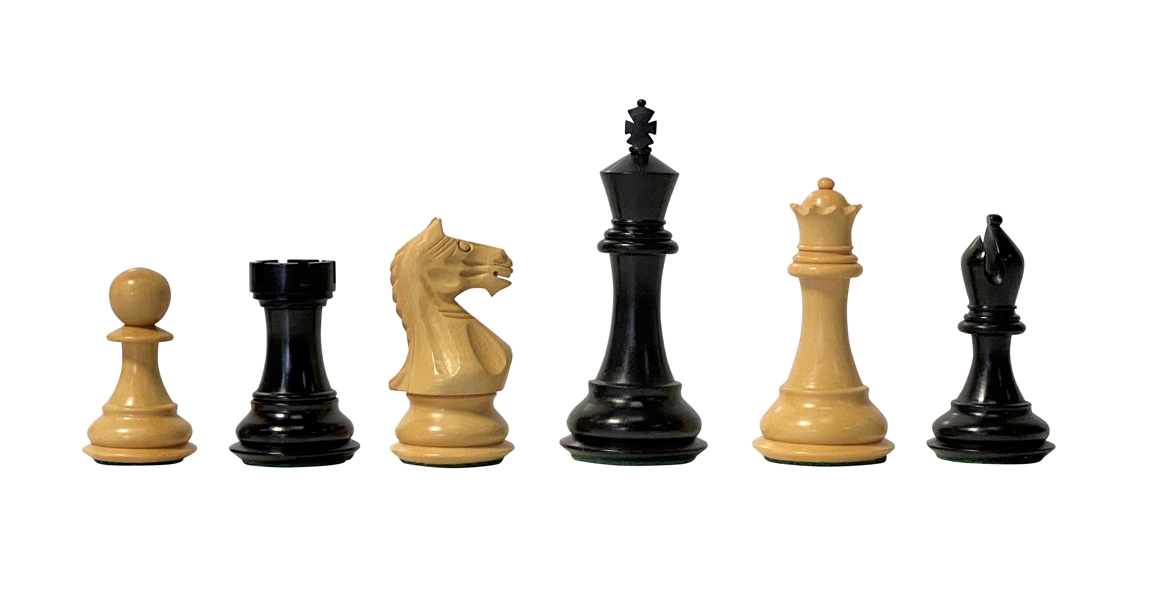 3.5" Black Queens Gambit Chess Pieces - Official Staunton™ 