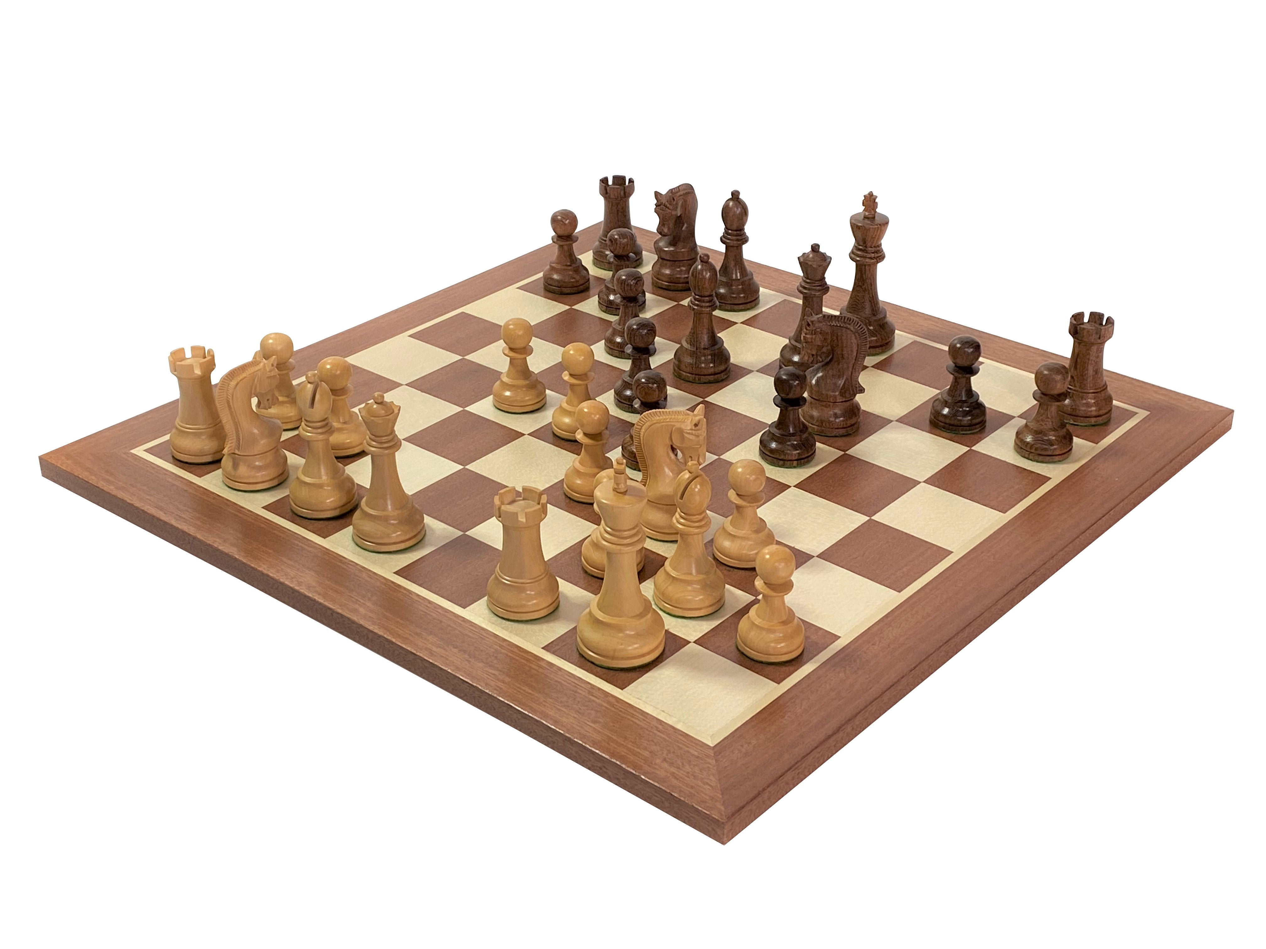 Leningrad Acacia Pieces, 19” Mahogany Board & Chess Box - Official Staunton™ 