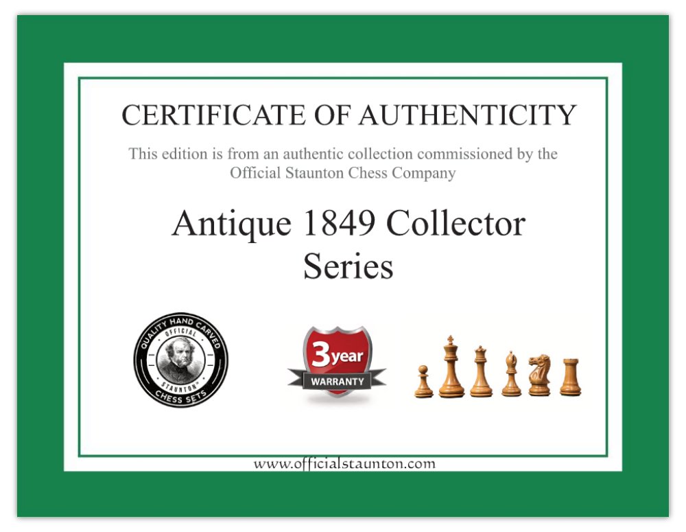 Staunton Antique 1849 Collector Series Chess Pieces - Official Staunton™ 
