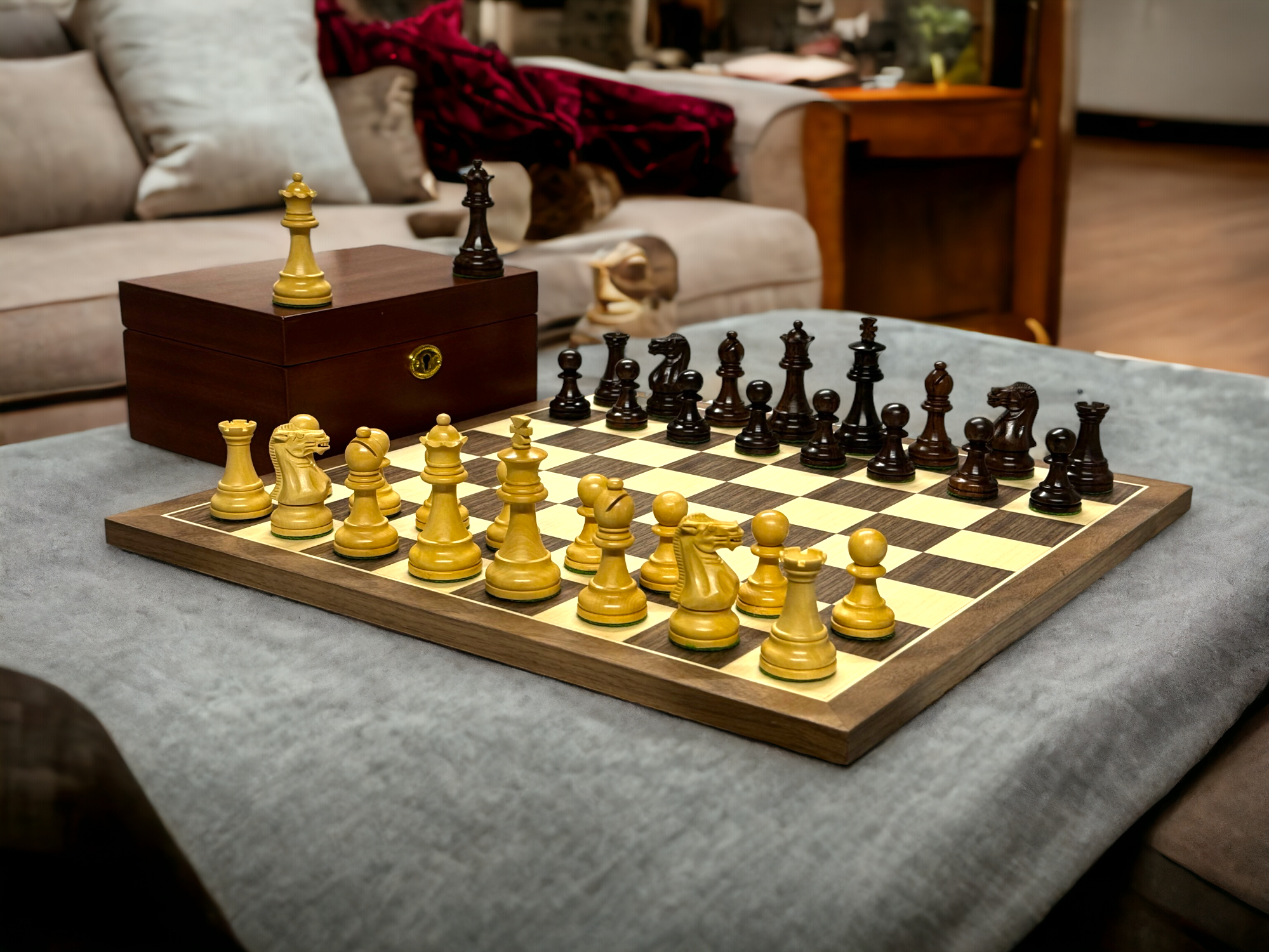 3" Spirit Rosewood Chess Pieces 15.75" Walnut Board & Deluxe Mahogany Box - Official Staunton™ 