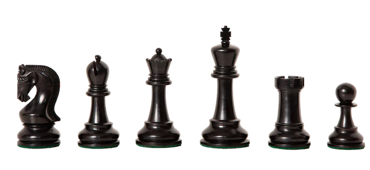 Leningrad Black Chess Pieces, Mahogany Chess Board & Deluxe Box - Official Staunton™ 