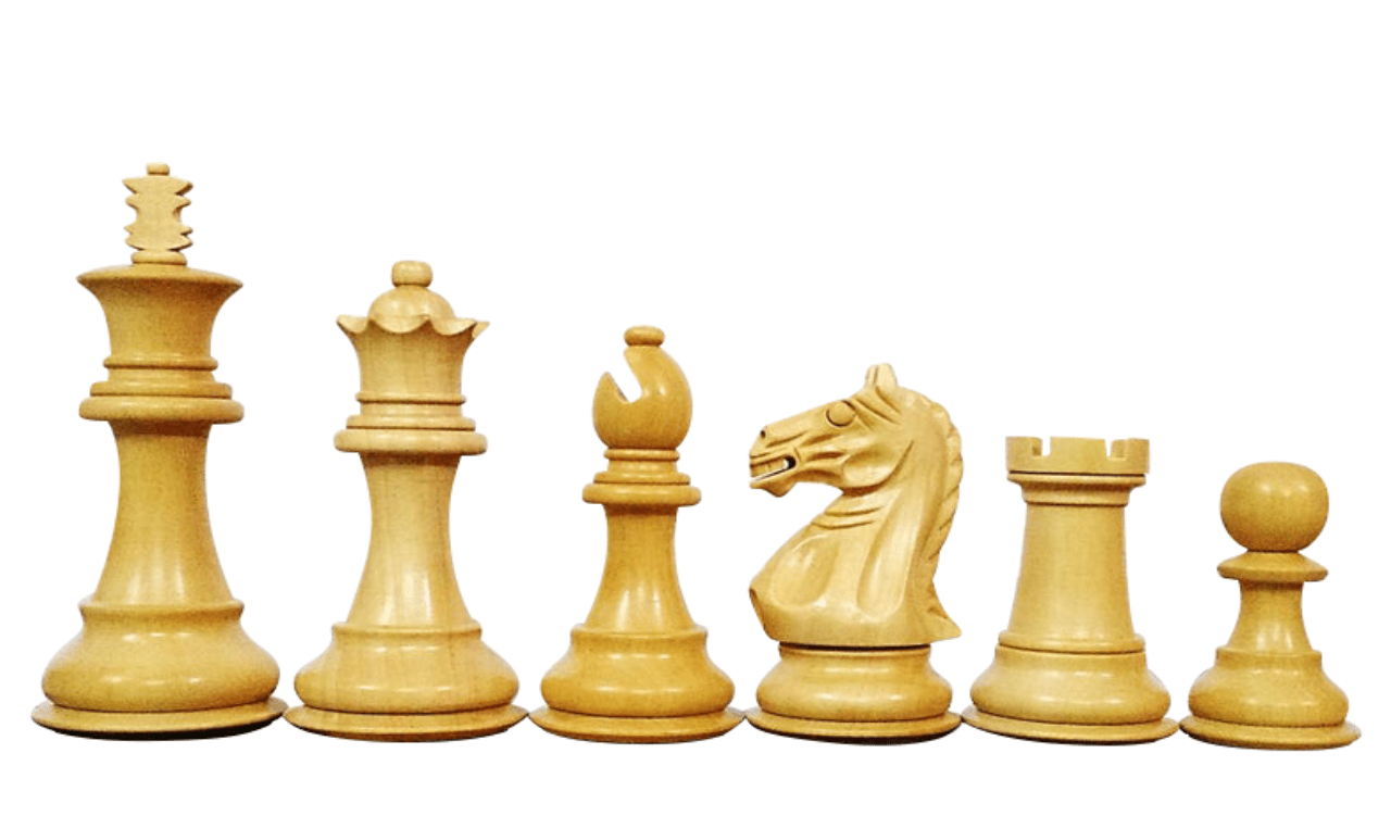 3.5" Queens Gambit Fierce Knight Acacia Chess Pieces - Official Staunton™ 